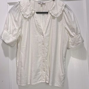 Madewell Linen Peter Pan Collar Top, 2, White